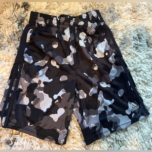 Adidas Black and Gray Patterned Shorts